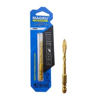 Сверло по кафелю и стеклу 6 мм, YG6X,1/4, "MAGRU"